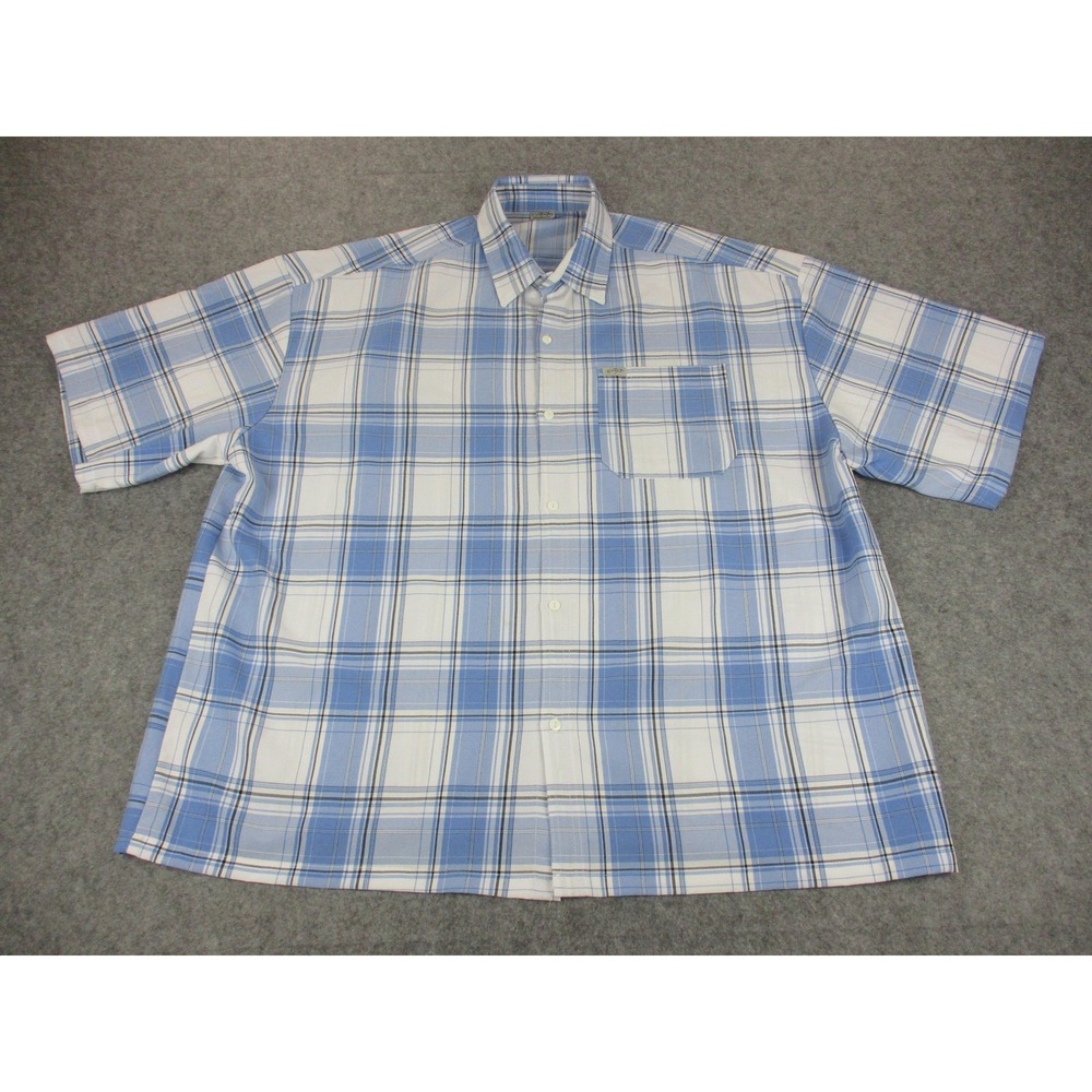 CalTop Shirt Mens 4XL XXXXL Blue White Plaid Button Up OG Chicano Vato
